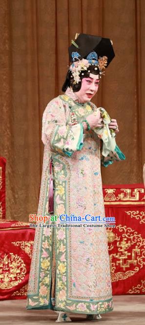 Chinese Beijing Opera Qing Dynasty Woman Apparels Costumes and Headdress Mei Yu Pei Traditional Peking Opera Actress Han Cuizhu Dress Garment