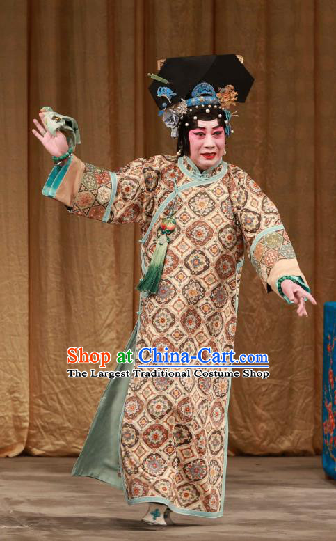 Chinese Beijing Opera Actress Han Cuizhu Apparels Costumes and Headdress Mei Yu Pei Traditional Peking Opera Hua Tan Qing Dynasty Woman Dress Garment