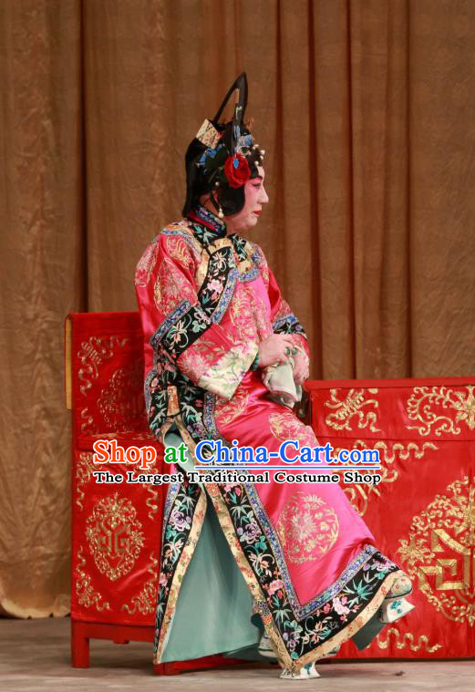 Chinese Beijing Opera Hua Tan Han Cuizhu Apparels Diva Costumes and Headdress Mei Yu Pei Traditional Peking Opera Dress Qing Dynasty Female Garment