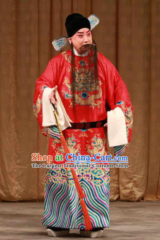 Mei Yu Pei Chinese Peking Opera Elderly Male Garment Official Costumes and Headwear Beijing Opera Minister Su Xu Apparels Clothing