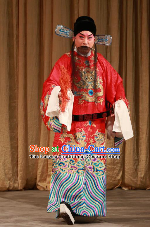 Mei Yu Pei Chinese Peking Opera Elderly Male Garment Official Costumes and Headwear Beijing Opera Minister Su Xu Apparels Clothing