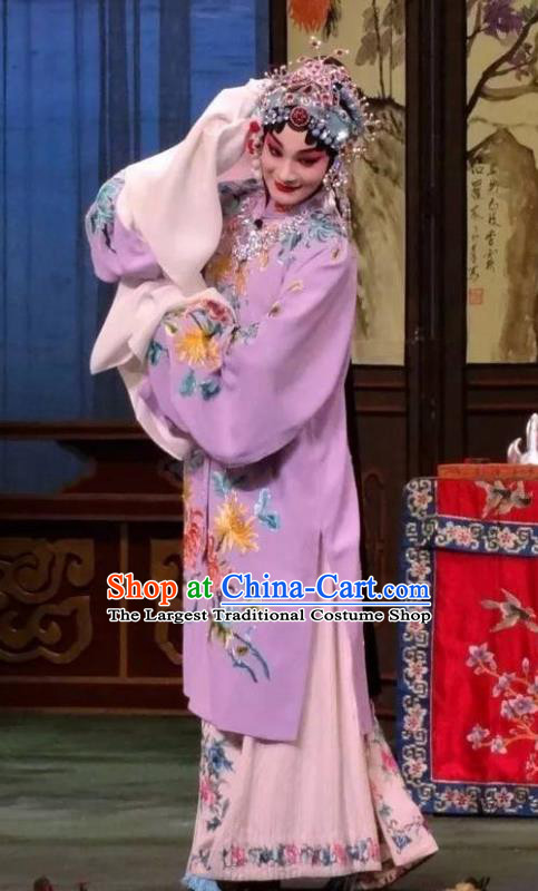 Chinese Beijing Opera Young Female Apparels Costumes and Headdress Han Ming Fei Traditional Peking Opera Hua Tan Dress Diva Wang Zhaojun Garment
