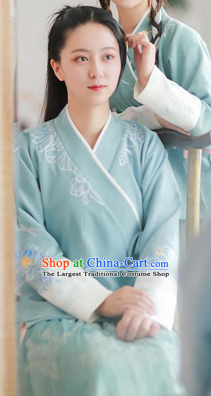 Chinese Ancient Civilian Female Embroidered Hanfu Dress Ming Dynasty Garment Traditional Young Lady Historical Costumes for Women