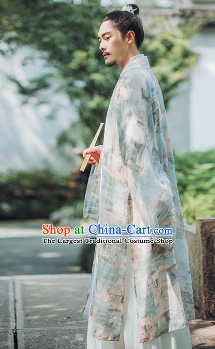 Chinese Ancient Swordsman Hanfu Garment Traditional Jin Dynasty Historical Costumes for Men