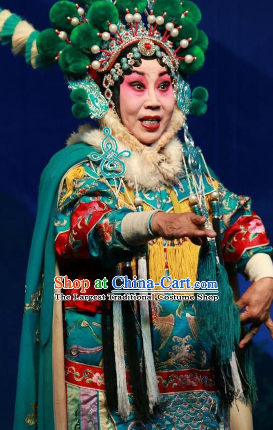 Chinese Shanxi Clapper Opera Tao Ma Tan Garment Costumes and Headdress Xue Gang Fan Tang Traditional Bangzi Opera Blues Dress Ji Luanying Apparels