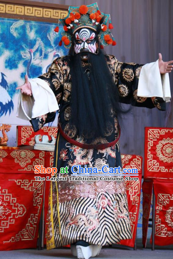 Zui Chen Qiao Chinese Bangzi Opera Jing Role Apparels Costumes and Headpieces Traditional Shanxi Clapper Opera Painted Role Garment Zheng Ziming Clothing