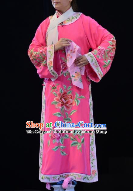 Chinese Hebei Clapper Opera Qing Dynasty Princess Garment Costumes and Headdress Sixth Panchen Traditional Bangzi Opera Young Female Pink Dress Apparels