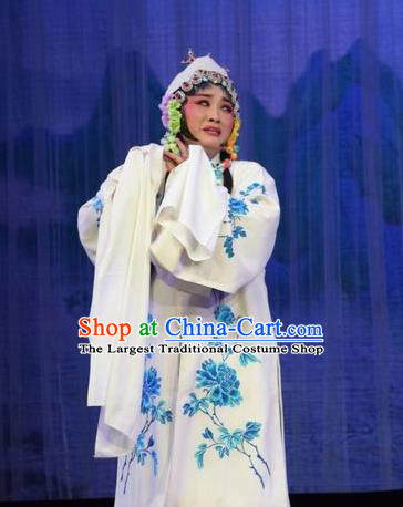 Chinese Jin Opera Distress Female Garment Costumes and Headdress Li Hua Return Tang Traditional Shanxi Opera Young Woman Dress Diva Fan Lihua Apparels