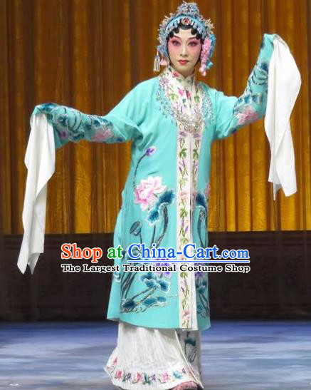 Chinese Hebei Clapper Opera Diva Yu Suqiu Garment Costumes and Headdress The Story of Jade Bracelet Traditional Bangzi Opera Actress Dress Rich Lady Apparels