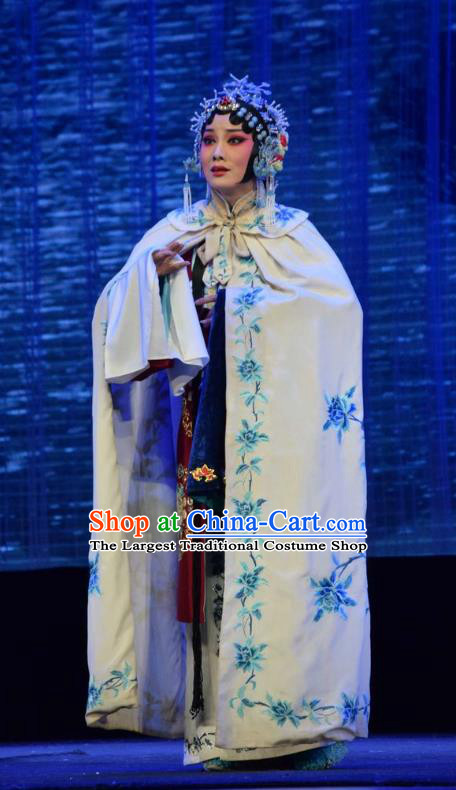 Chinese Jin Opera Young Mistress Garment Costumes and Headdress Tao Jin An Traditional Shanxi Opera Actress Dress Madam Apparels