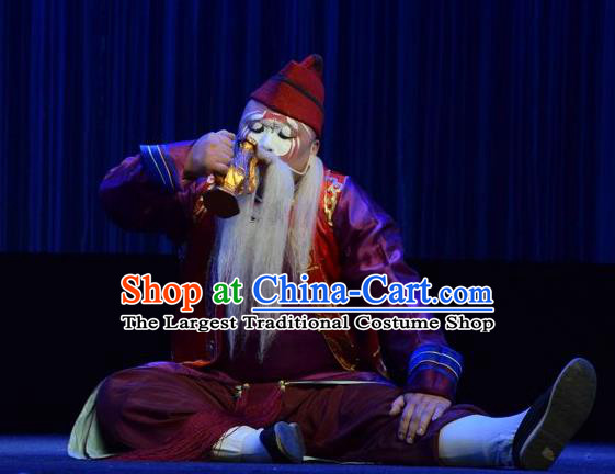 Tao Jin An Chinese Shanxi Opera Old Soldier Apparels Costumes and Headpieces Traditional Jin Opera Clown Garment Chou Role Clothing