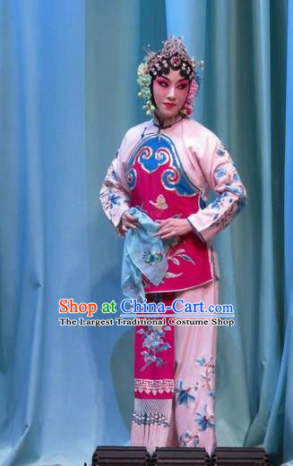 Chinese Hebei Clapper Opera Young Beauty Garment Costumes and Headdress Jin Yunu Traditional Bangzi Opera Hua Tan Dress Diva Rosy Apparels