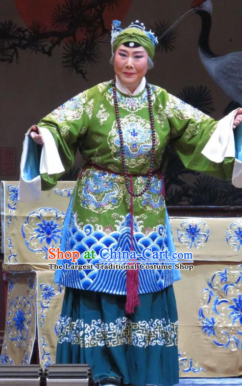 Chinese Hebei Clapper Opera Laodan Garment Costumes and Headdress Jin Yunu Traditional Bangzi Opera Pantaloon Dress Dame Apparels