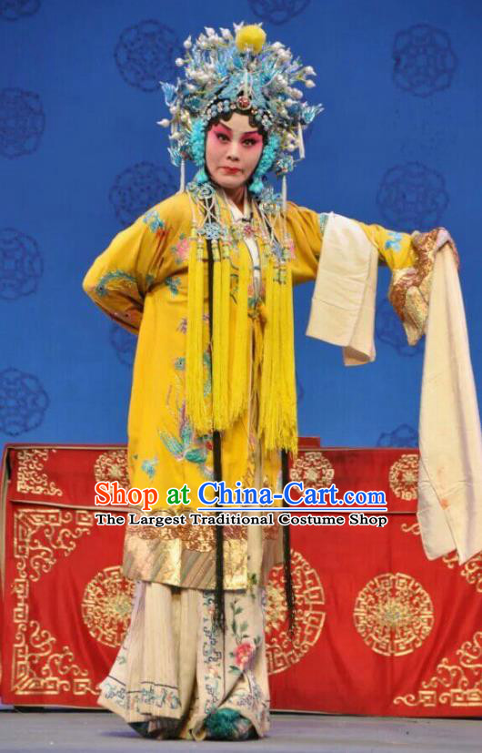 Chinese Shanxi Clapper Opera Princess Yin Ping Garment Costumes and Headdress Jin Shui Bridge Traditional Bangzi Opera Hua Tan Dress Apparels