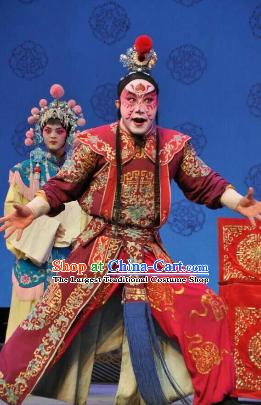 Jin Shui Bridge Chinese Bangzi Opera Swordsman Apparels Costumes and Headpieces Traditional Shanxi Clapper Opera Martial Male Garment Wusheng Qin Ying Clothing