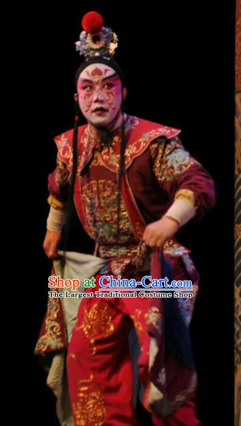 Jin Shui Bridge Chinese Bangzi Opera Swordsman Apparels Costumes and Headpieces Traditional Shanxi Clapper Opera Martial Male Garment Wusheng Qin Ying Clothing