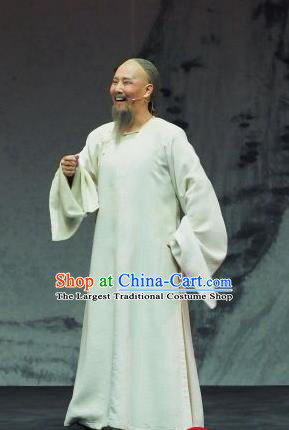 Yu Chenglong Chinese Shanxi Opera Old Man Apparels Costumes and Headpieces Traditional Jin Opera Laosheng Garment Civilian Clothing