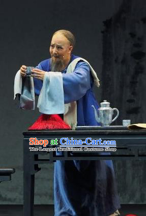 Yu Chenglong Chinese Shanxi Opera Civilian Male Apparels Costumes and Headpieces Traditional Jin Opera Qing Dynasty Garment Elderly Man Clothing