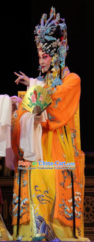 Chinese Jin Opera Queen Garment Costumes and Headdress Da Jin Zhi Traditional Shanxi Opera Young Female Dress Empress Apparels