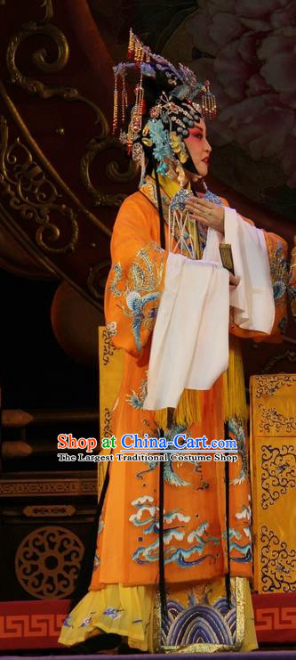 Chinese Jin Opera Queen Garment Costumes and Headdress Da Jin Zhi Traditional Shanxi Opera Young Female Dress Empress Apparels