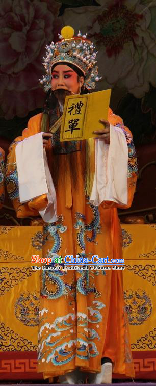 Da Jin Zhi Chinese Shanxi Opera Elderly Male Apparels Costumes and Headpieces Traditional Jin Opera Tang Emperor Garment Laosheng Clothing