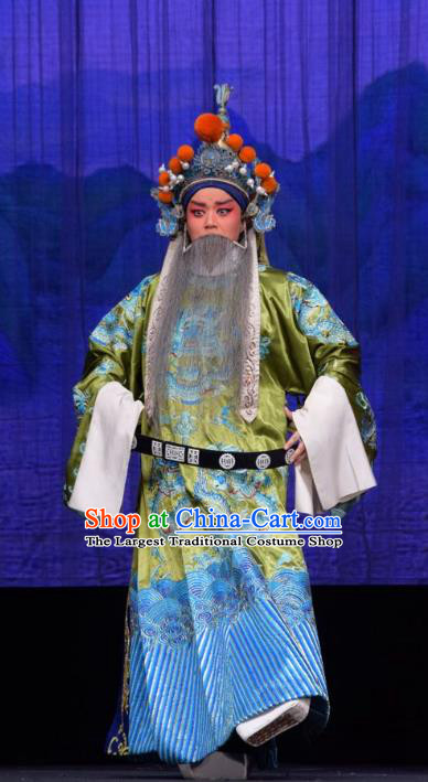 Li Hua Return Tang Chinese Shanxi Opera Laosheng Apparels Costumes and Headpieces Traditional Jin Opera Official Garment Elderly Male Clothing