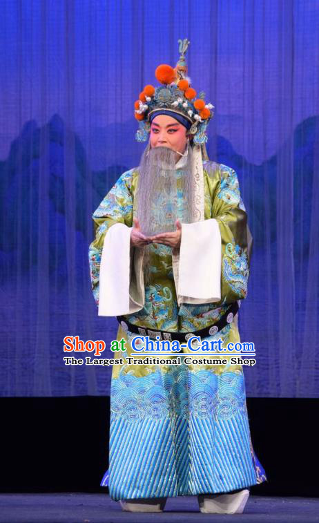 Li Hua Return Tang Chinese Shanxi Opera Laosheng Apparels Costumes and Headpieces Traditional Jin Opera Official Garment Elderly Male Clothing