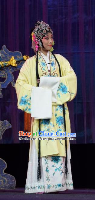 Chinese Jin Opera Hua Tan Garment Costumes and Headdress Li Hua Return Tang Traditional Shanxi Opera Young Female Fan Lihua Dress Actress Apparels
