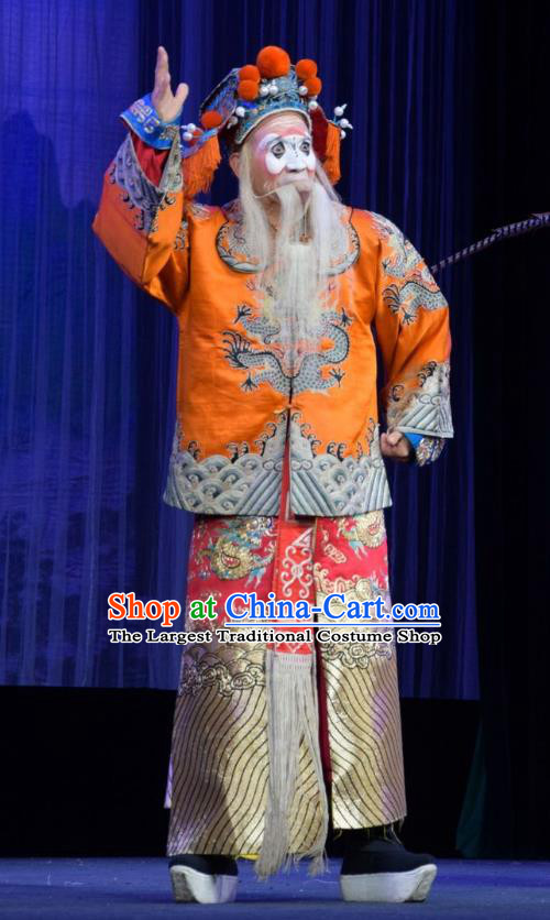Li Hua Return Tang Chinese Shanxi Opera General Fan Hong Apparels Costumes and Headpieces Traditional Jin Opera Clown Garment Military Officer Clothing