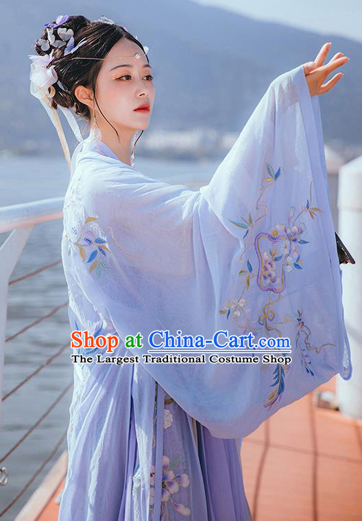 Chinese Tang Dynasty Court Lady Embroidered Hanfu Dress Traditional Apparels Ancient Royal Princess Historical Costumes Complete Set