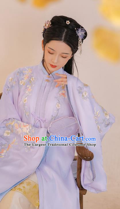 Chinese Ming Dynasty Rich Lady Embroidered Hanfu Dress Traditional Apparels Ancient Noble Female Historical Costumes