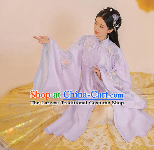 Chinese Ming Dynasty Rich Lady Embroidered Hanfu Dress Traditional Apparels Ancient Noble Female Historical Costumes