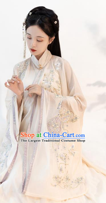 Chinese Ming Dynasty Noble Female Historical Costumes Traditional Apparels Ancient Rich Lady Embroidered Hanfu Dress for Women