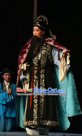 Wo Hu Ling Chinese Shanxi Opera Magistrate Dong Xuan Apparels Costumes and Headpieces Traditional Jin Opera Elderly Male Garment Laosheng Clothing