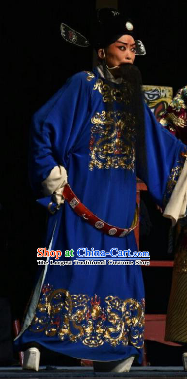 Wo Hu Ling Chinese Shanxi Opera Laosheng Apparels Costumes and Headpieces Traditional Jin Opera Official Garment Magistrate Dong Xuan Clothing