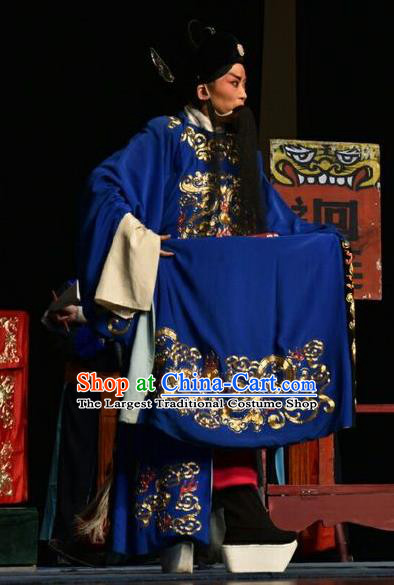 Wo Hu Ling Chinese Shanxi Opera Laosheng Apparels Costumes and Headpieces Traditional Jin Opera Official Garment Magistrate Dong Xuan Clothing