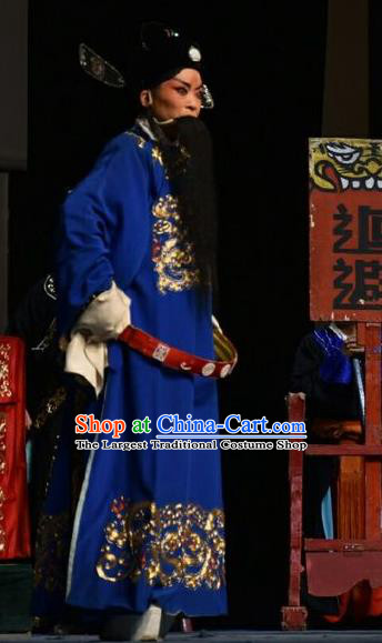 Wo Hu Ling Chinese Shanxi Opera Laosheng Apparels Costumes and Headpieces Traditional Jin Opera Official Garment Magistrate Dong Xuan Clothing