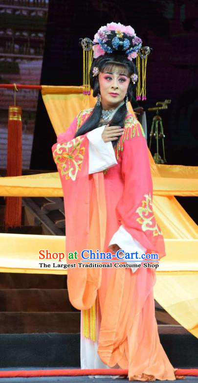 Chinese Jin Opera Palace Lady Wu Meiniang Garment Costumes and Headdress Madam Ruyi Traditional Shanxi Opera Noble Female Dress Imperial Consort Apparels