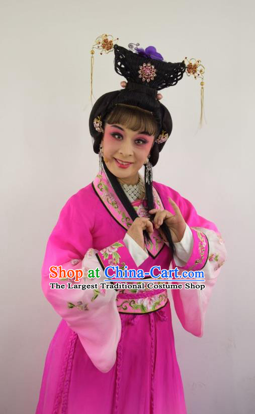 Chinese Jin Opera Young Beauty Wu Meiniang Garment Costumes and Headdress Madam Ruyi Traditional Shanxi Opera Court Lady Dress Diva Apparels