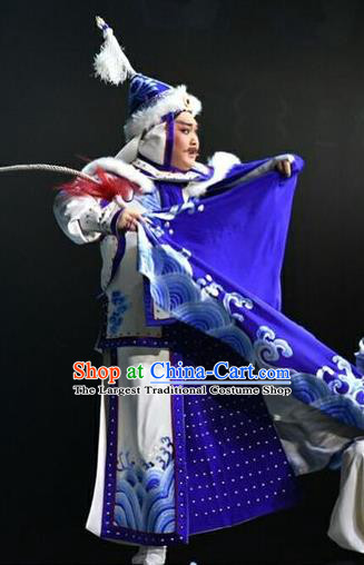 Xiaozhuang Changge Chinese Shanxi Opera General Apparels Costumes and Headpieces Traditional Jin Opera Warrior Garment Qing Dynasty Soldier White Armor Clothing