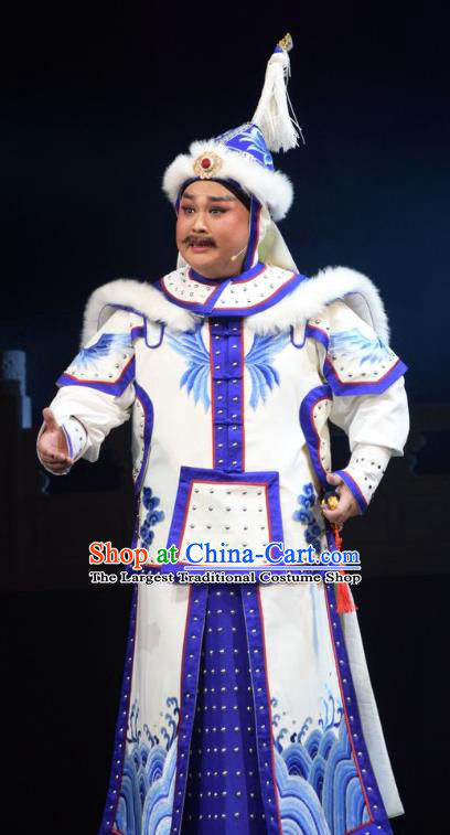 Xiaozhuang Changge Chinese Shanxi Opera General Apparels Costumes and Headpieces Traditional Jin Opera Warrior Garment Qing Dynasty Soldier White Armor Clothing