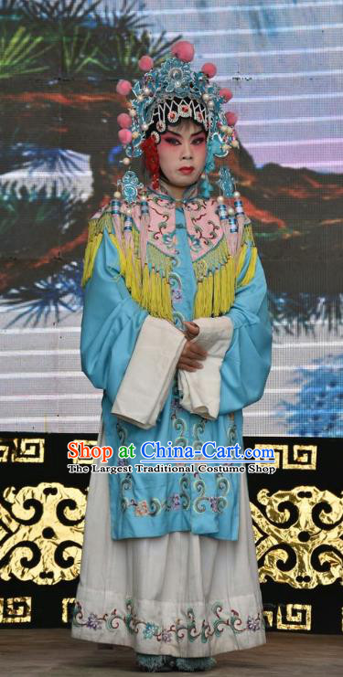 Chinese Jin Opera Servant Girl Garment Costumes and Headdress Tu Fu Zhuang Yuan Traditional Shanxi Opera Court Maid Dress Apparels