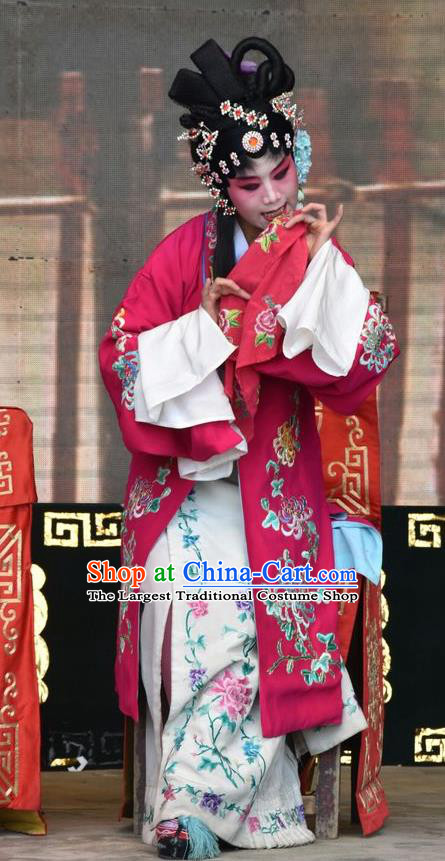 Chinese Jin Opera Diva Dang Fengying Garment Costumes and Headdress Tu Fu Zhuang Yuan Traditional Shanxi Opera Hua Tan Dress Young Beauty Apparels