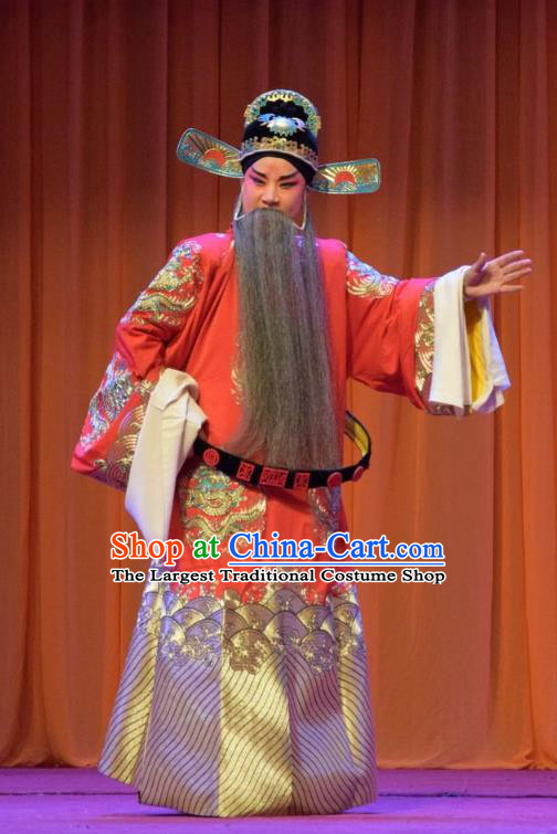 Han Yang Court Chinese Shanxi Opera Censor Hai Rui Apparels Costumes and Headpieces Traditional Jin Opera Elderly Male Garment Minister Clothing