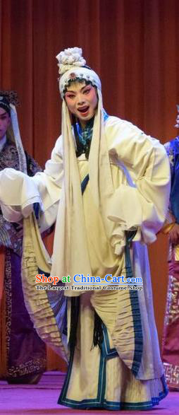 Chinese Jin Opera Distress Maiden Garment Costumes and Headdress Han Yang Court Traditional Shanxi Opera Village Girl Dress Fisher Female Apparels