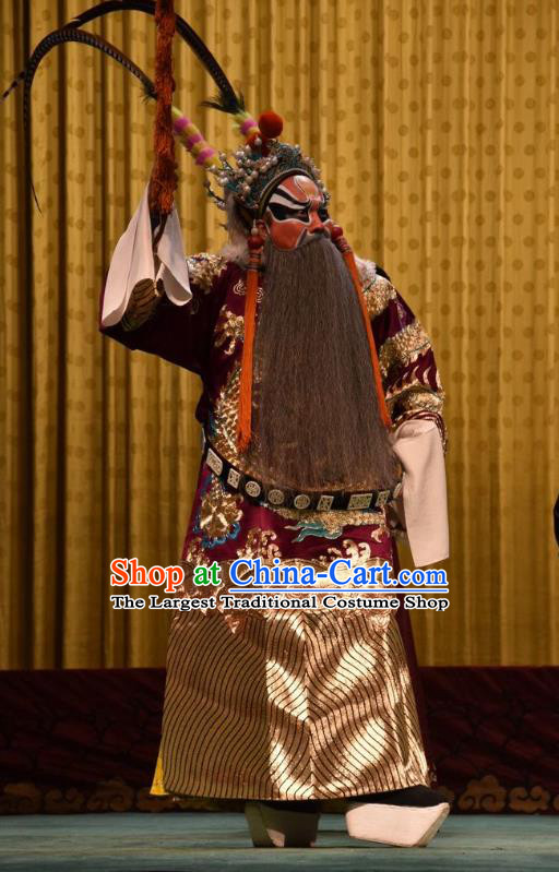 Jin Sha Tan Chinese Shanxi Opera Jing Role Apparels Costumes and Headpieces Traditional Jin Opera Painted Role Garment King Clothing