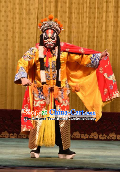 Jin Sha Tan Chinese Shanxi Opera King Apparels Costumes and Headpieces Traditional Jin Opera Jing Role Garment Lord Clothing