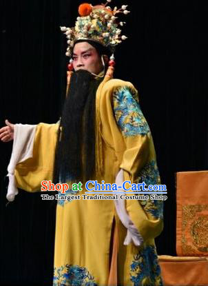 Chinese Shanxi Opera Emperor Zhu Yuanzhang Apparels Costumes and Headpieces Traditional Jin Opera Monarch Garment Laosheng Clothing