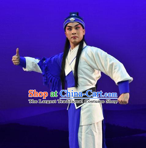 Xiong Guan Niang Zi Chinese Shanxi Opera Xiaosheng Apparels Costumes and Headpieces Traditional Jin Opera Young Male Garment Swordsman Clothing