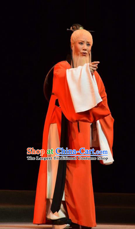 Fu Shan Jin Jing Chinese Shanxi Opera Laosheng Apparels Costumes and Headpieces Traditional Jin Opera Old Man Garment Elderly Scholar Clothing